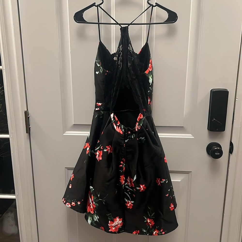 Floral Black Halter Dress - Picture 3 of 7
